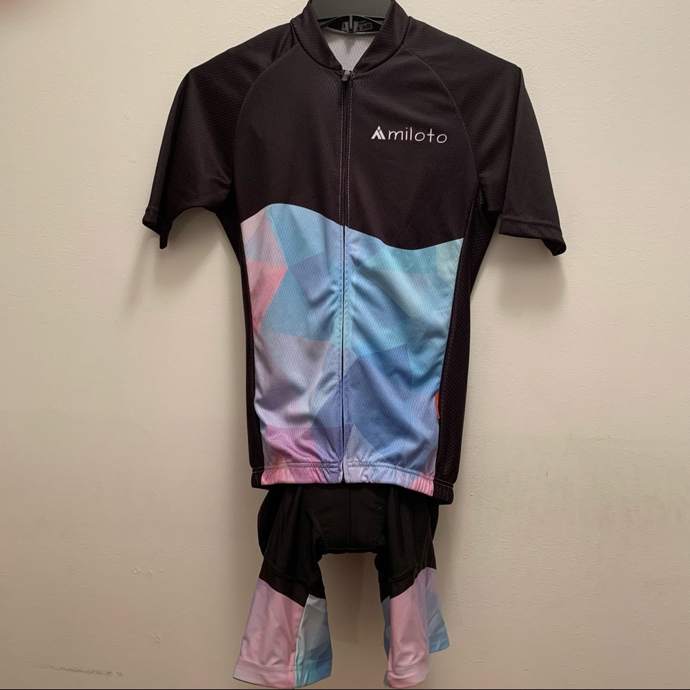 Miloto cycling bib kit with padded shorts and reflective jersey